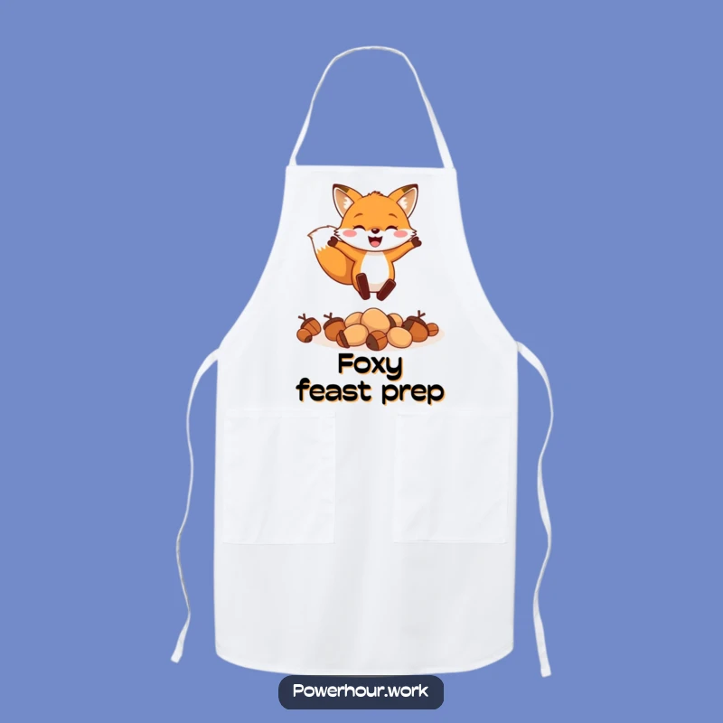 Funny Fox Leaping Acorns Apron: Kitchen Fun, Humorous Gift