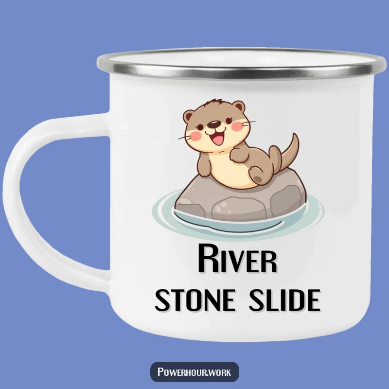 Funny Otter Sliding Stone Camping Mug: Adventure Fuel, Humorous Gift