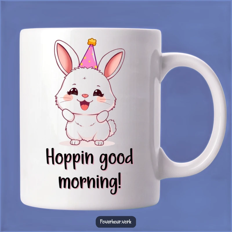 Funny Bunny Party Hat Mug: Cheerful Rabbit, Hilarious Gift for Party Lovers