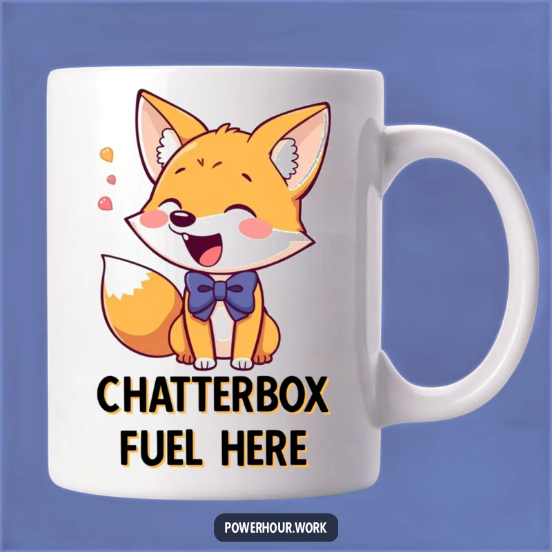 Funny Fox Mug: Giddy Bowtie Fox, Excited Chatter, Perfect Funny Gift for Fox Lovers