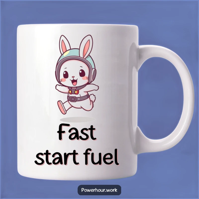Funny Rabbit Mug: Bouncy Helmet Rabbit, Speedy Dash Design, Perfect Funny Gift
