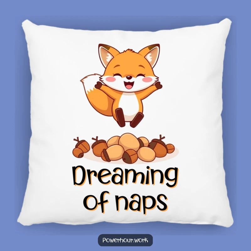 Funny Fox Leaping Acorns Pillow: Cozy Comfort, Cheerful Accent