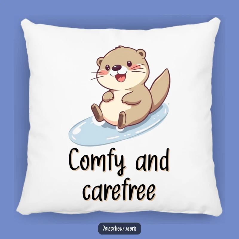 Funny Otter Slide Pillow: Cozy Cheerful Decor, Hilarious Gift for Relaxation