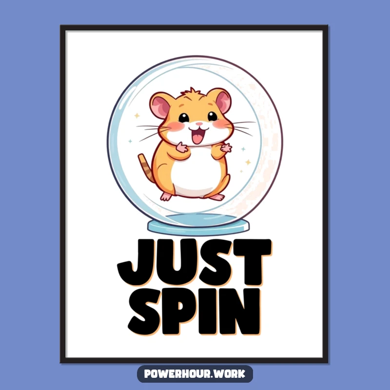 Funny Hamster Wheel Digital Print: Instant Energy, Humorous Art