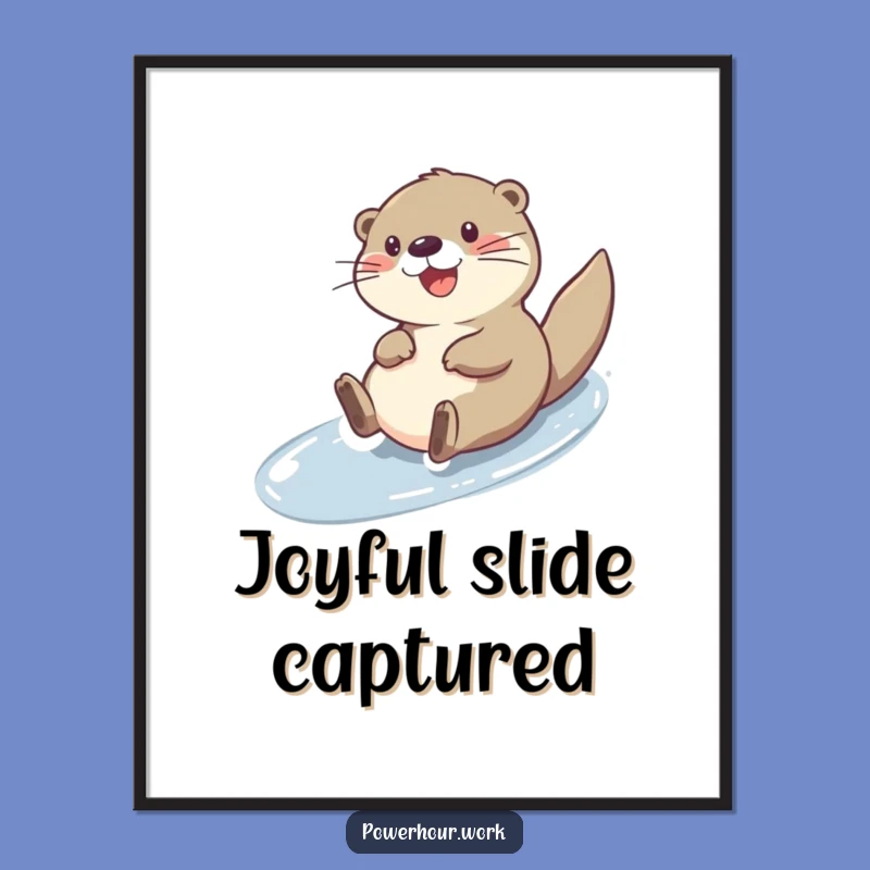 Funny Otter Slide Digital Art: Cheerful Printable, Instant Funny Gift