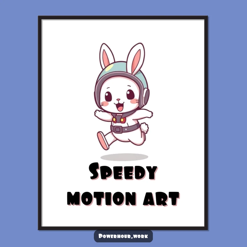 Funny Rabbit Digital Print: Bouncy Helmet Rabbit, Instant Energetic Art, Perfect Funny Gift