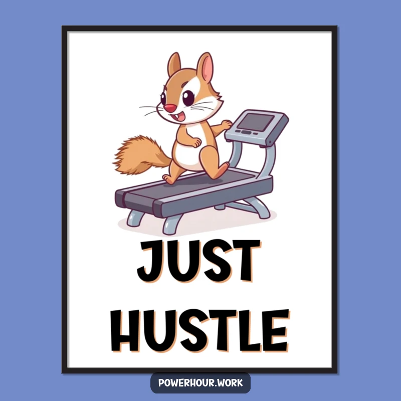 Funny Squirrel Treadmill Digital Print: Instant Motivation, Humorous Art