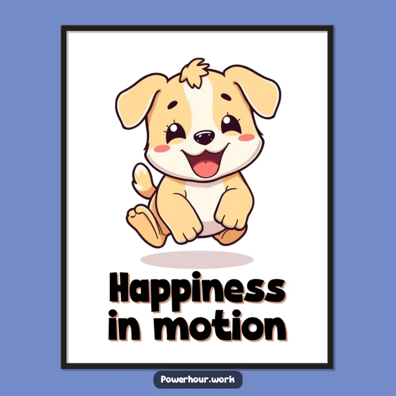 Funny Puppy Pounce Digital Art: Energetic Printable, Instant Funny Gift