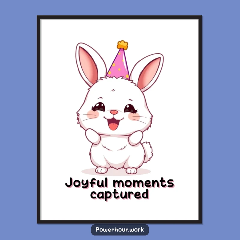 Funny Bunny Party Digital Art: Cheerful Cheering Printable, Instant Funny Gift