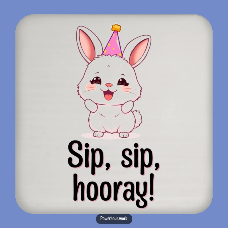 Funny Bunny Party Coaster: Cheerful Drink Protector, Hilarious Housewarming Gift