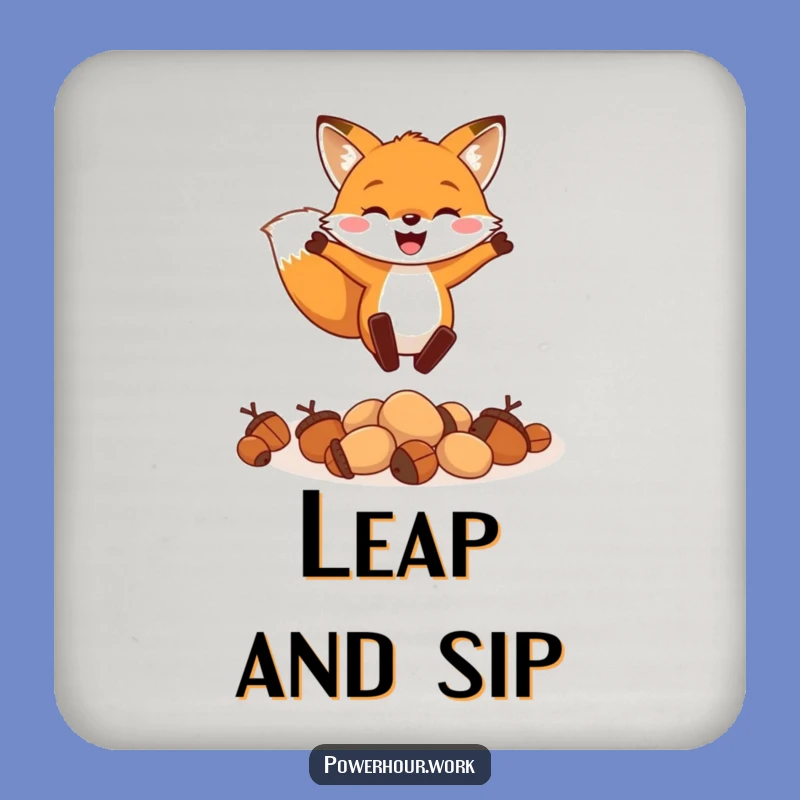 Funny Fox Leaping Acorns Coasters: Protect Surfaces with Playfulness