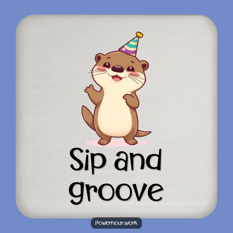 Funny Otter Coaster: Cheerful Dancer Otter, Protect Surfaces with Humor, Perfect Funny Gift
