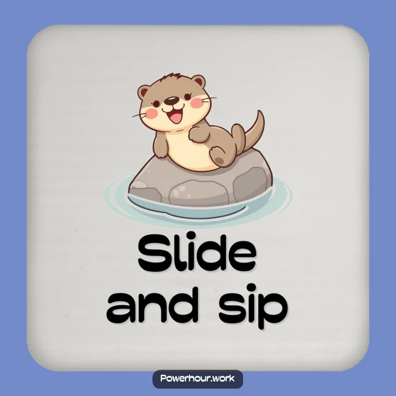 Funny Otter Sliding Stone Coasters: Protect Surfaces with Fun