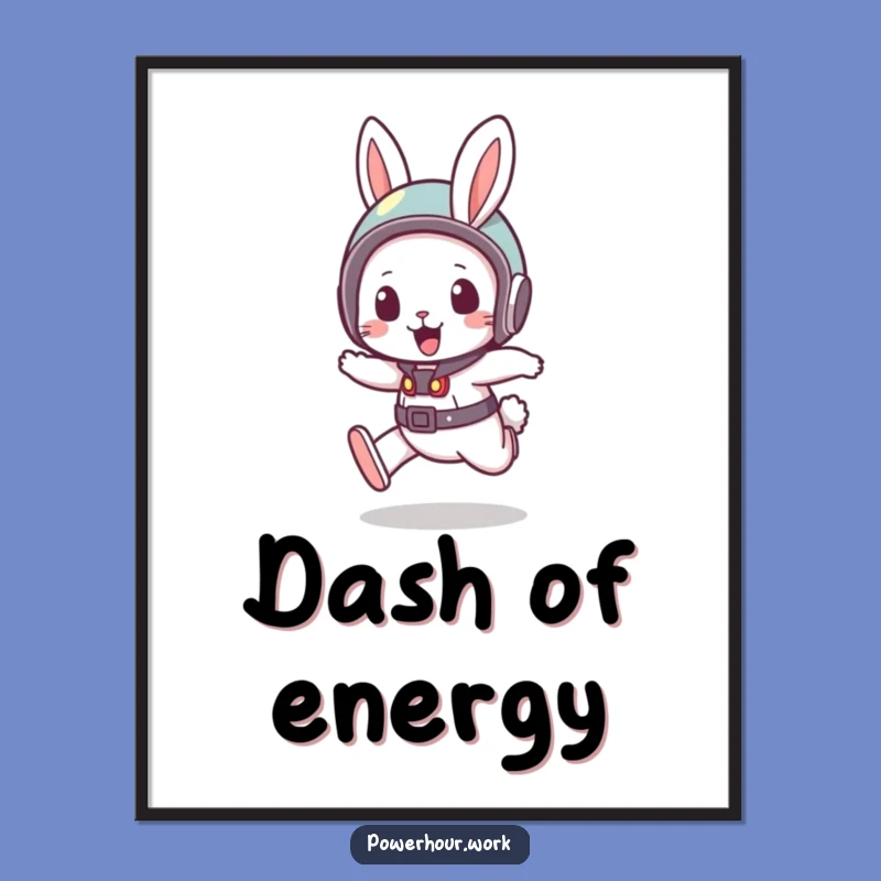 Funny Rabbit Art Poster: Bouncy Helmet Rabbit, Dynamic Wall Decor, Perfect Funny Gift