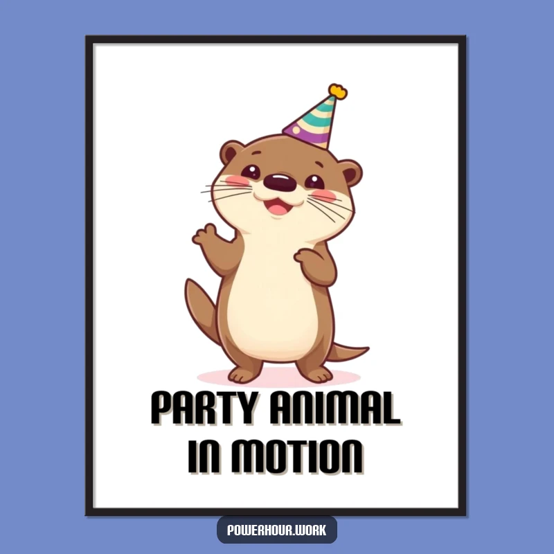 Funny Otter Art Poster: Cheerful Dancer Otter, Vibrant Wall Art, Perfect Funny Gift