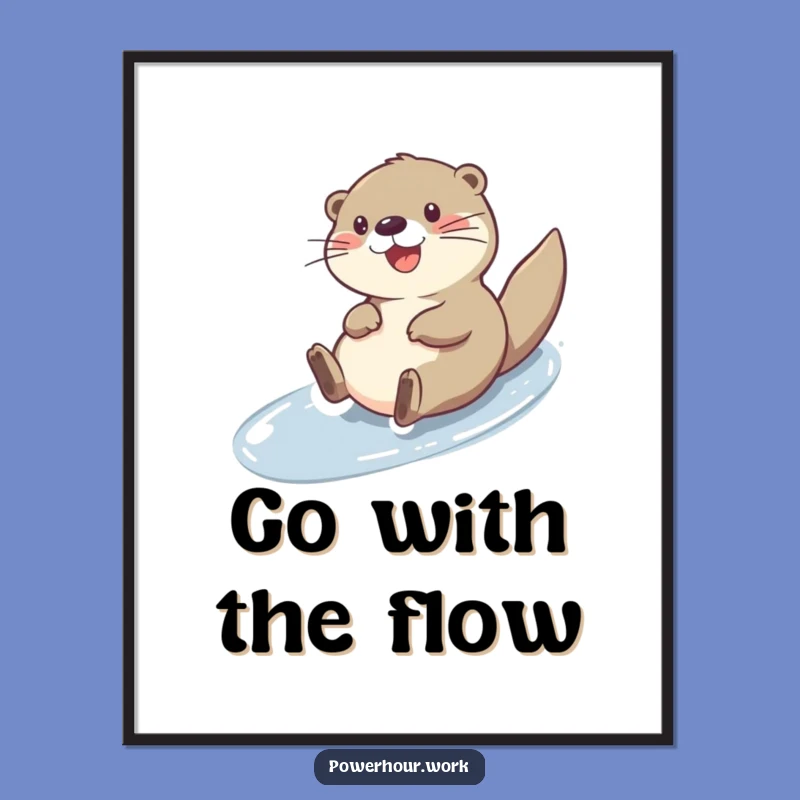 Funny Otter Slide Poster: Cheerful River Art, Hilarious Wall Decor Gift