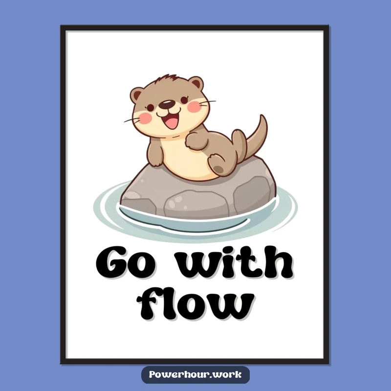 Funny Otter Sliding Stone Poster: Joyful Wall Art, Humorous Gift