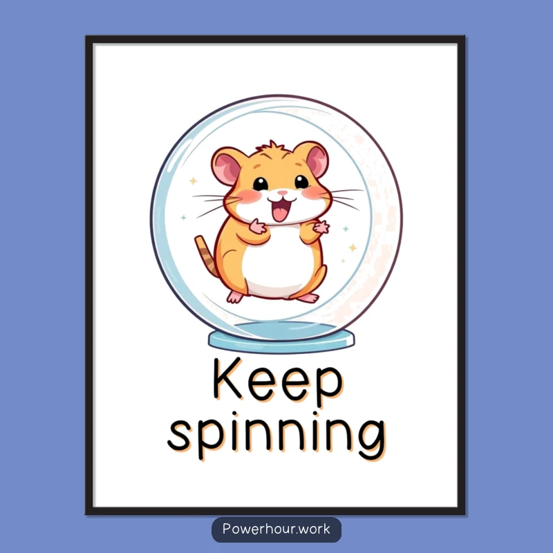 Funny Hamster Wheel Poster: Energetic Wall Art, Humorous Gift