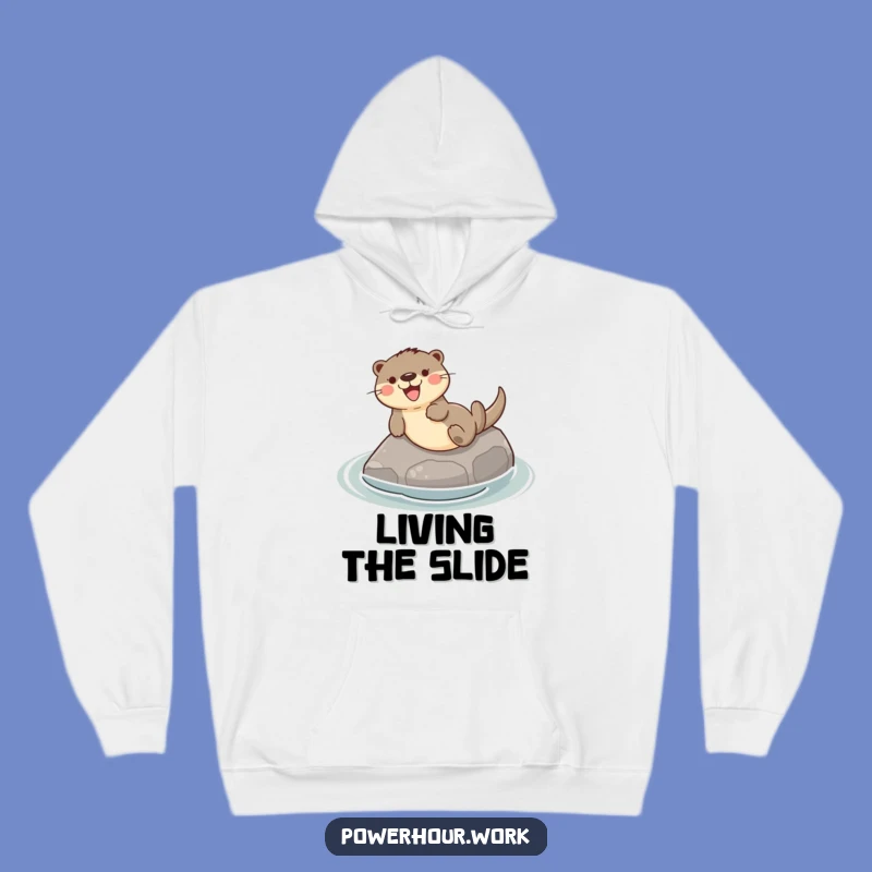 Funny Otter Sliding Stone Hoodie: Cozy Fun, Humorous Present