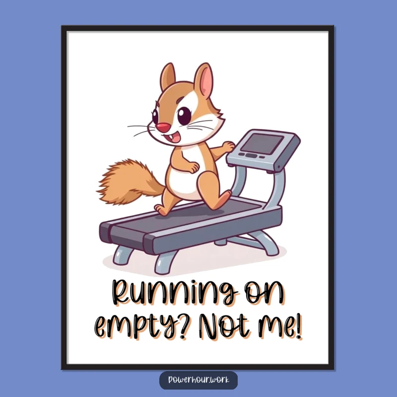 Free Printable Funny Squirrel Art - Determined Treadmill Runner Decor