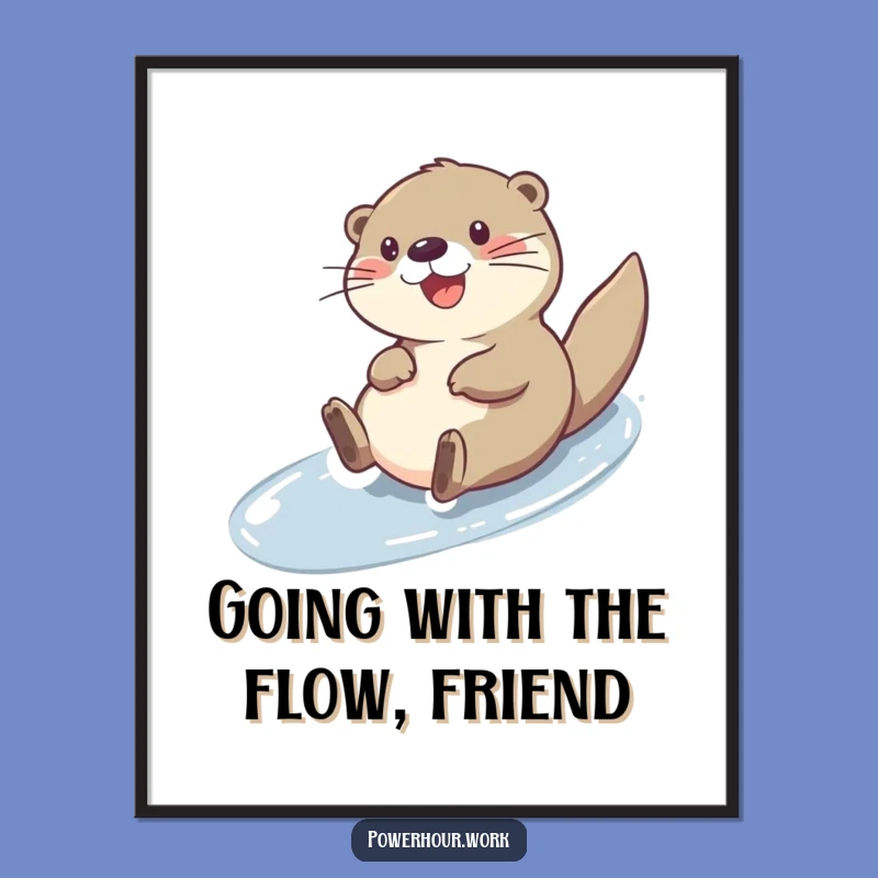 Free Printable Wall Art: Cheerful Otter Slide, Funny Downloadable Decor