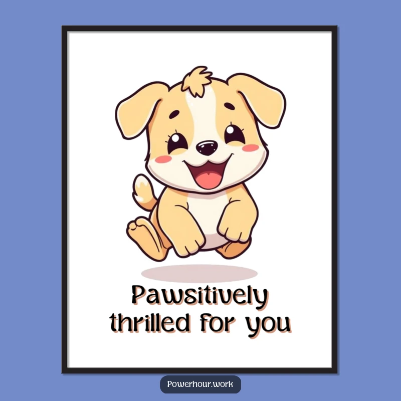 Free Printable Wall Art: Energetic Puppy Pounce, Funny Downloadable Decor