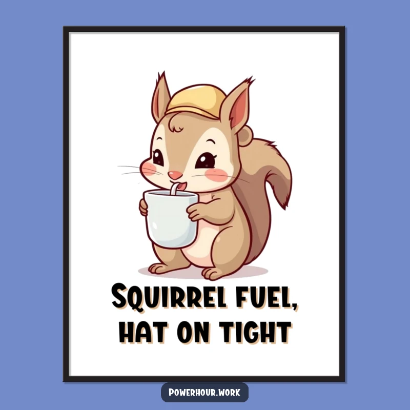 Free Printable Squirrel Art: Hat & Mug Whimsy Funny Downloadable Poster