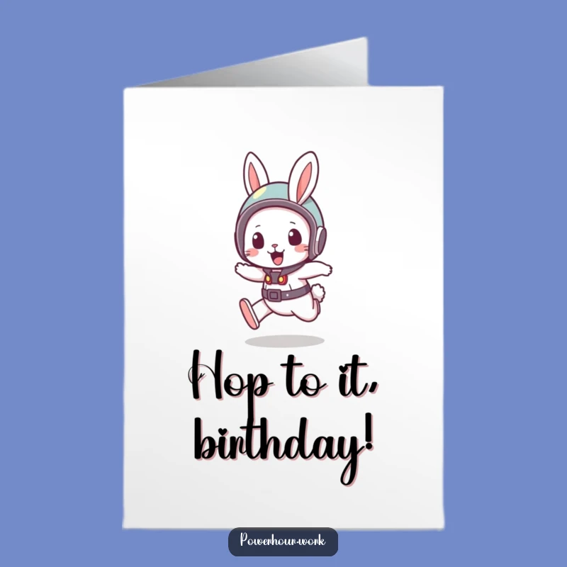Free Printable Birthday Card: Bouncy Rabbit Dash, Funny Helmet, Downloadable