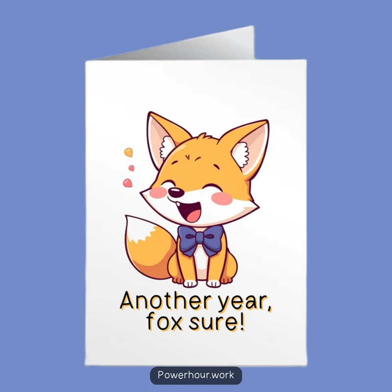 Free Printable Birthday Card: Giddy Fox, Bowtie, Excited, Funny Downloadable