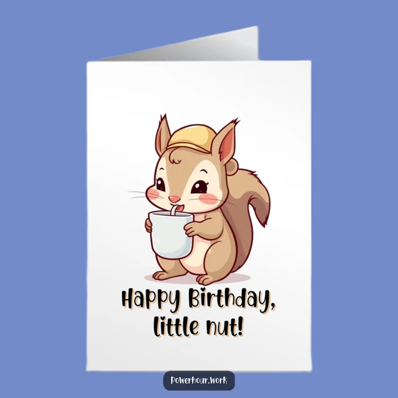 Free Printable Squirrel Birthday Card: Hat & Mug Funny Downloadable Gift