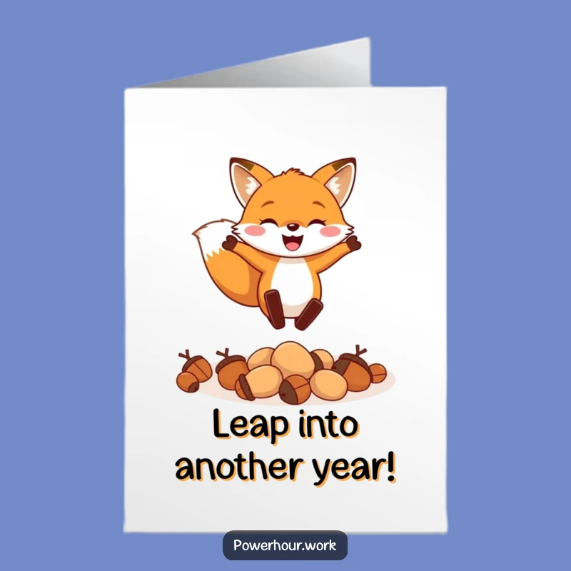 Free Printable Funny Fox Birthday Card - Leap Over Acorns Celebration Humor