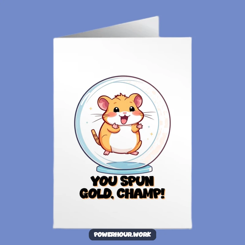 Free Printable Funny Hamster Congrats Card - Wheel Spin Success Humor
