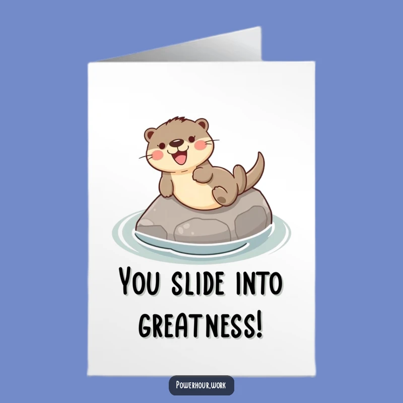 Free Printable Funny Otter Congrats Card - Smooth Slide Success Humor