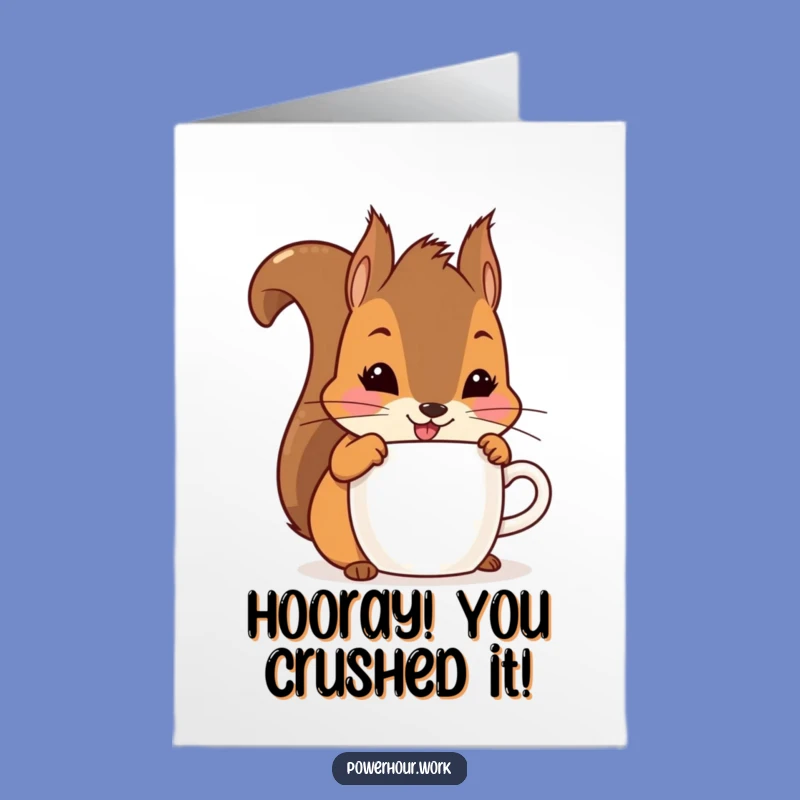 Free Printable Congrats Card: Squirrel Cheers & Celebration, Downloadable Smile