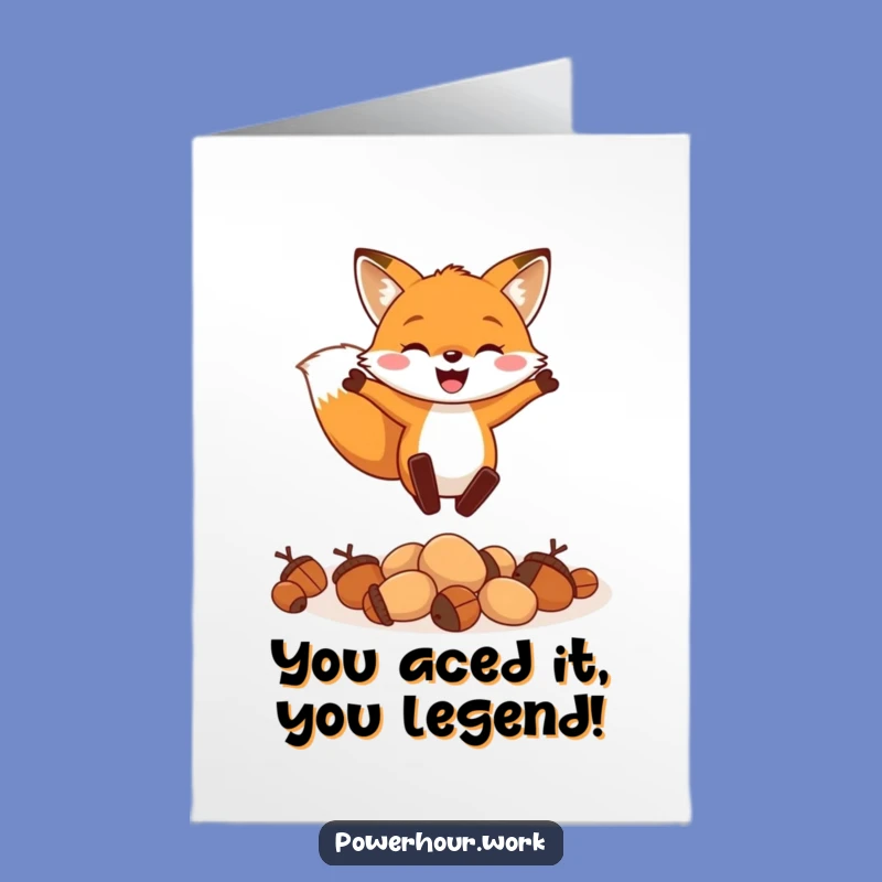 Free Printable Funny Fox Congrats Card - Acorn Leap Success Humor