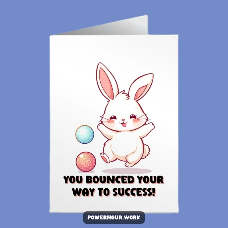 Free Printable Funny Bunny Congrats Card - Sparkly Ball Bounce Celebration