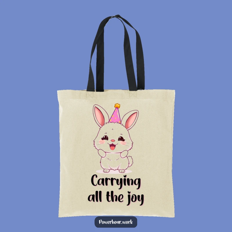 Funny Bunny Party Tote Bag: Cheerful Tote for Errands, Hilarious Gift Idea