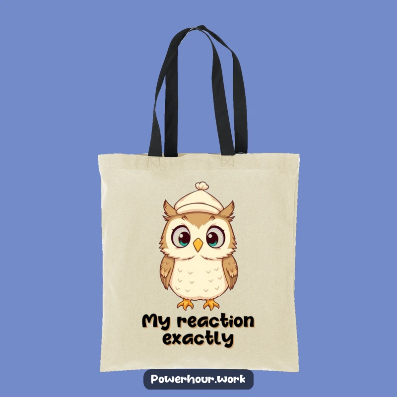 Funny Owl Tote Bag: Surprised Cap Owl, Quirky & Hilarious Carryall, Funny Gift