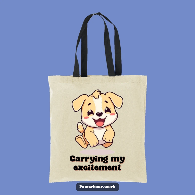 Funny Puppy Pounce Tote Bag: Energetic Dog Lover Gift, Hilarious Carry-All